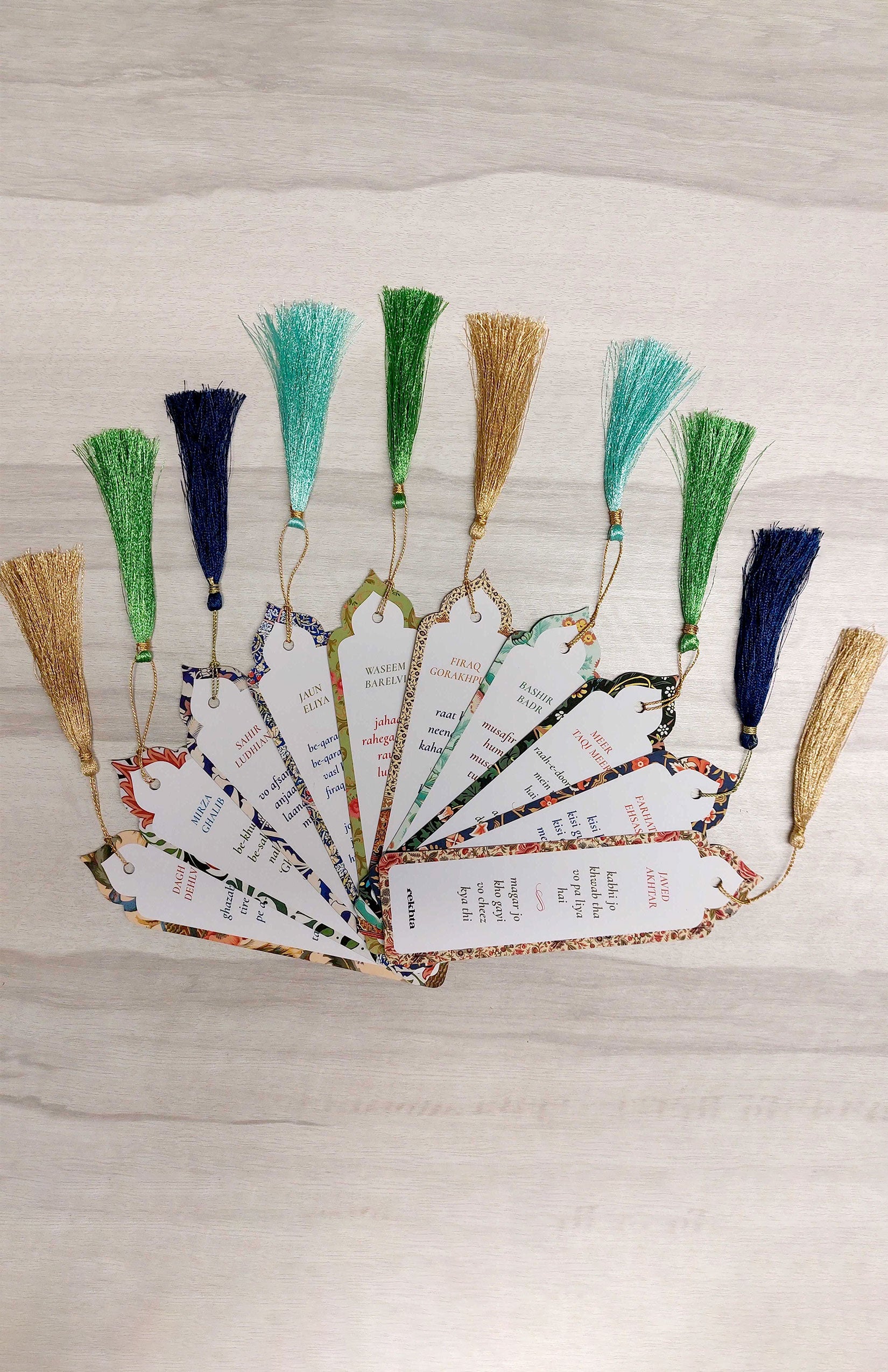 Naqsh o Nigaar Bookmarks - Persian Design Velvet Touch Premium Poetry Bookmarks  Set of 10