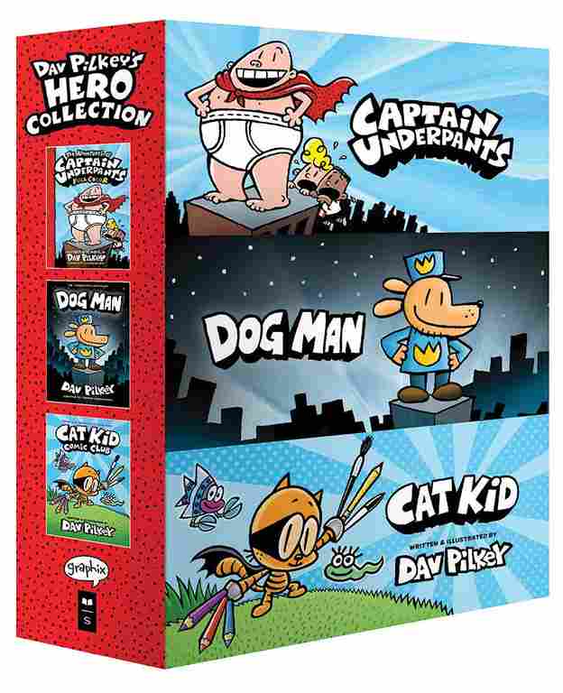 Dav Pilkey's Hero Collection: 3-Book Boxed Set (Captain Underpants #1, Dog Man #1, Cat Kid Comic Clu