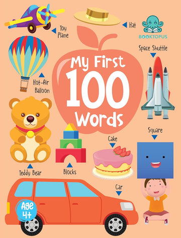 Booktopus Mini Board Book – My First 100 Words – Early Learning Books for Kids – Picture Books for Baby 4+ Years