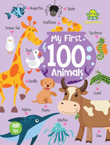 Booktopus Mini Board Book – My First 100 Animals – Early Learning Books for Kids – Picture Books for Baby 4+ Years