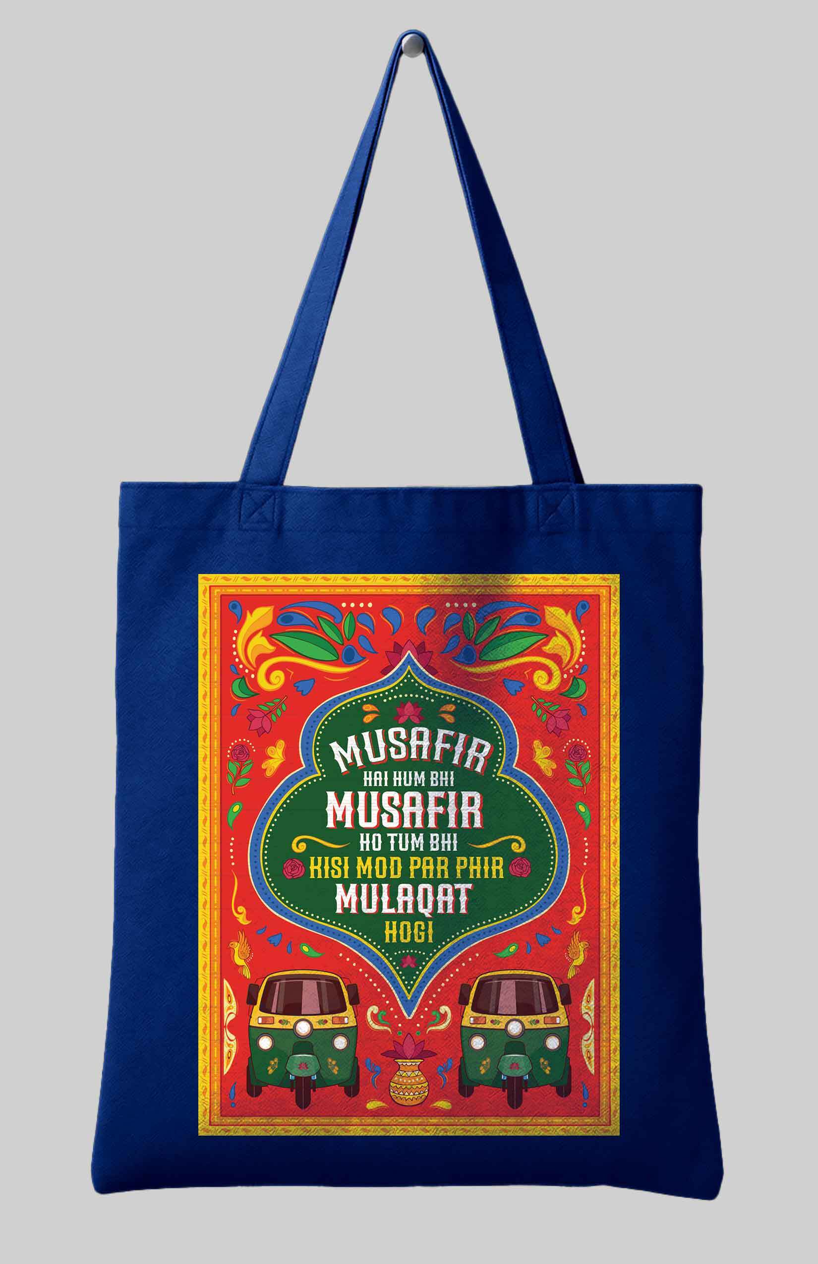 Rekhta Musafir Hai Hum Bhi Tote Bag | 100% Cotton Canvas Bags for Men & Women