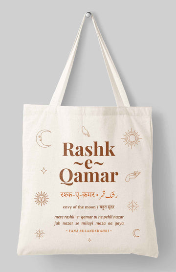 Rekhta Rashk-e-Qamar Tote Bag | 100% Cotton Canvas Bags for Men & Women