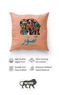 'Tasavvur' Cushion Cover Calligraphy on Holland Velvet - 16X16 (Urdu & English)