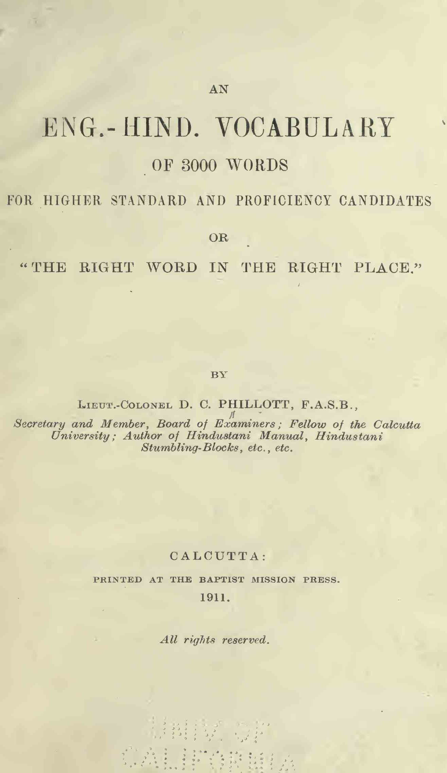 English-Hindi Vocabulary