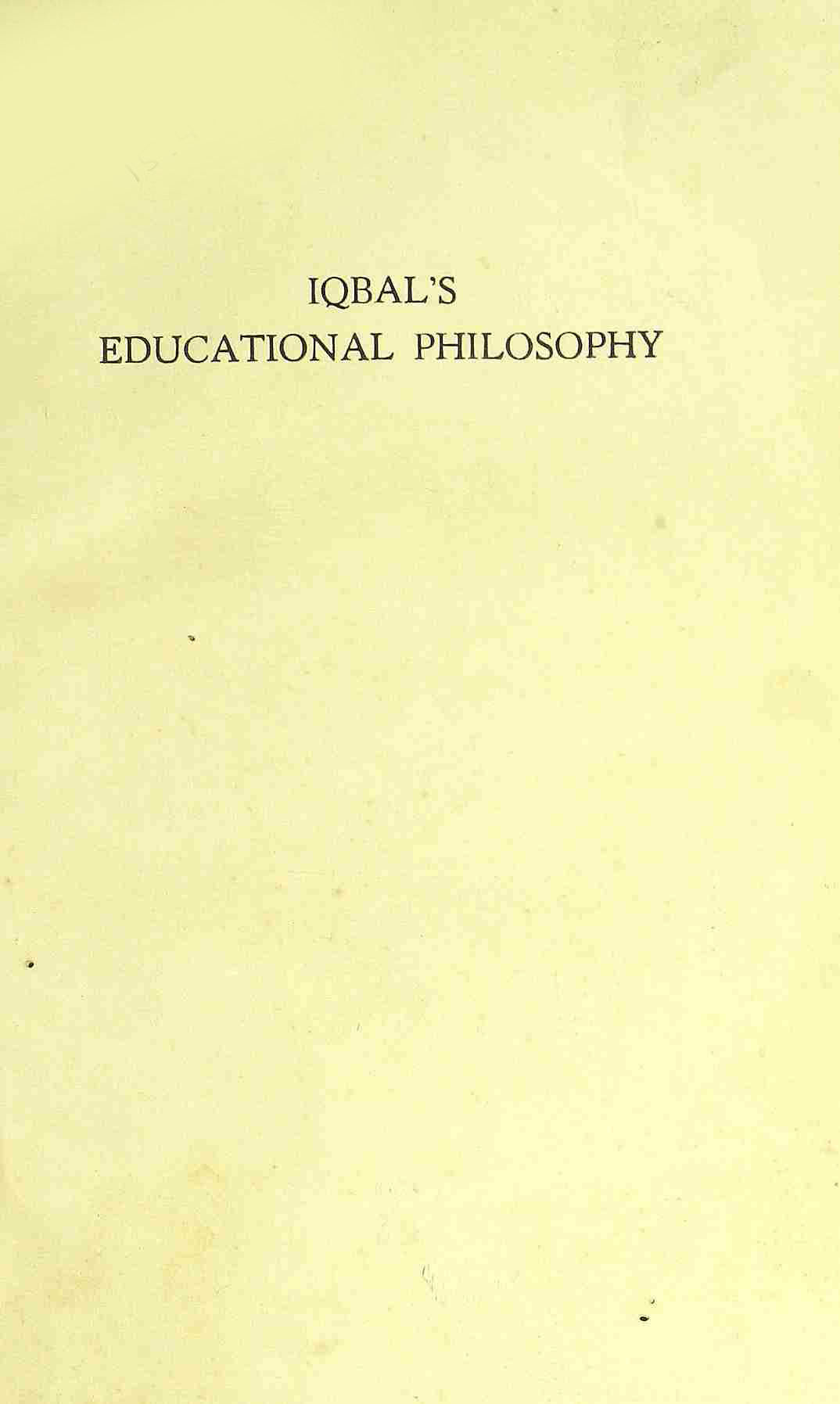 Iqbal's Educational Philosophy