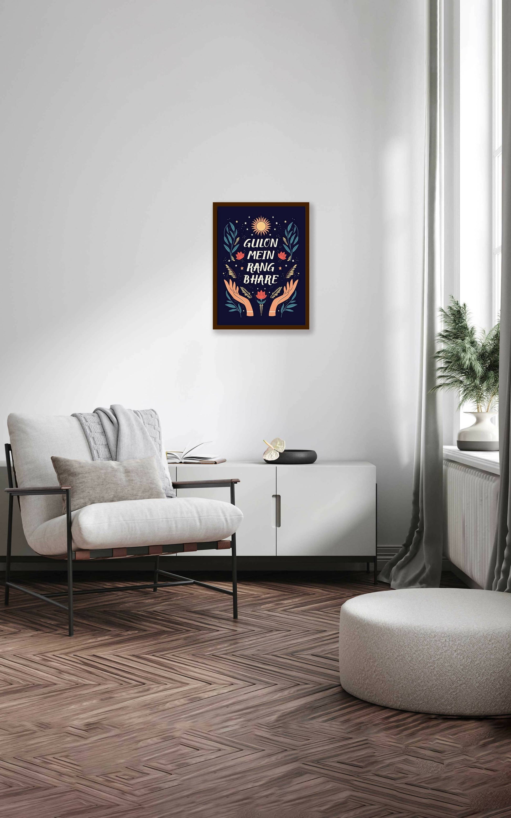 Quotes Wall Posters with Frame for Home and Office ; Gulon Mein Rang Bhare