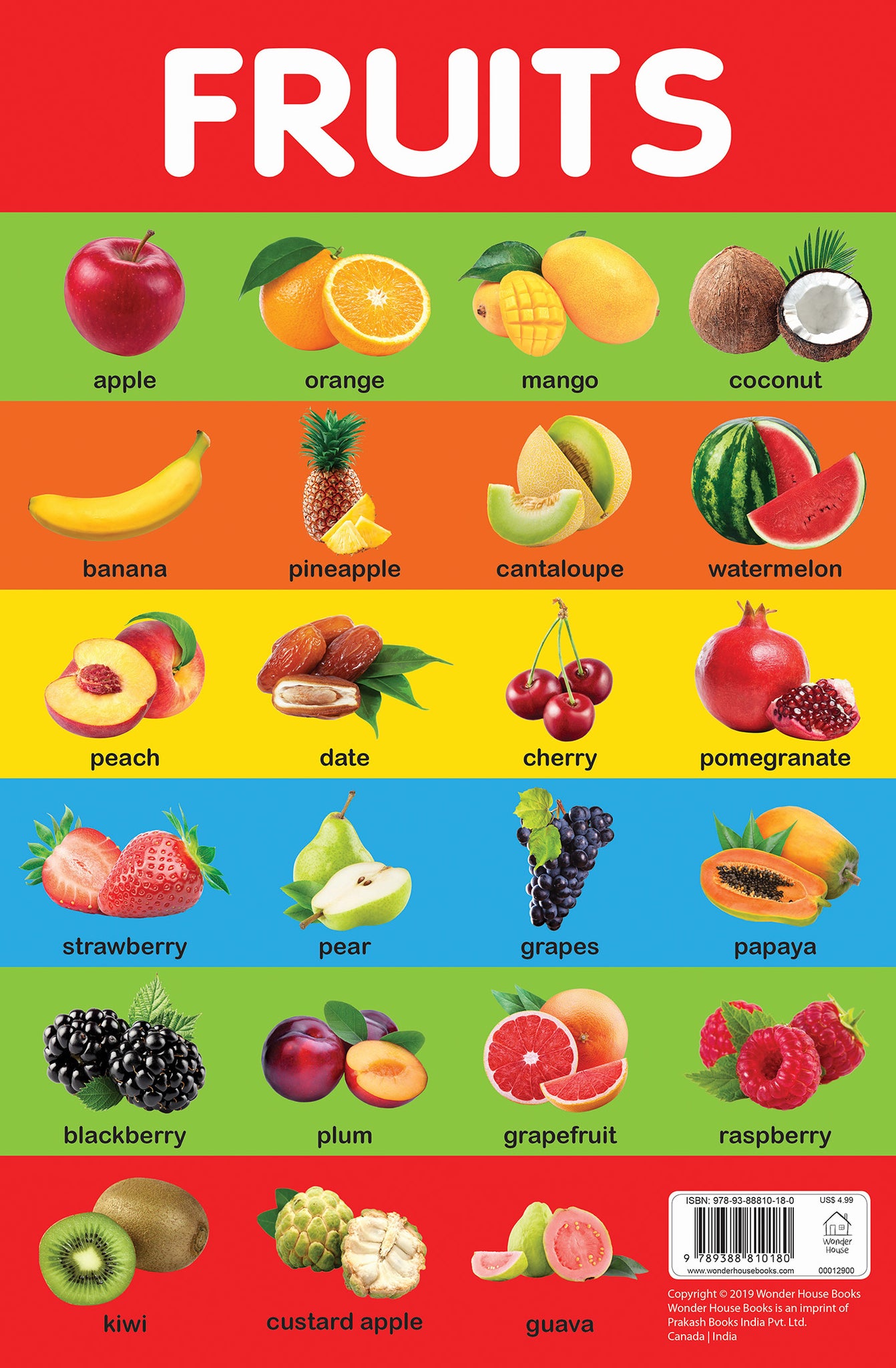 Fruits - Early Learning Educational Posters For Children: Perfect For Kindergarten, Nursery and Homeschooling (19 Inches X 29 Inches)