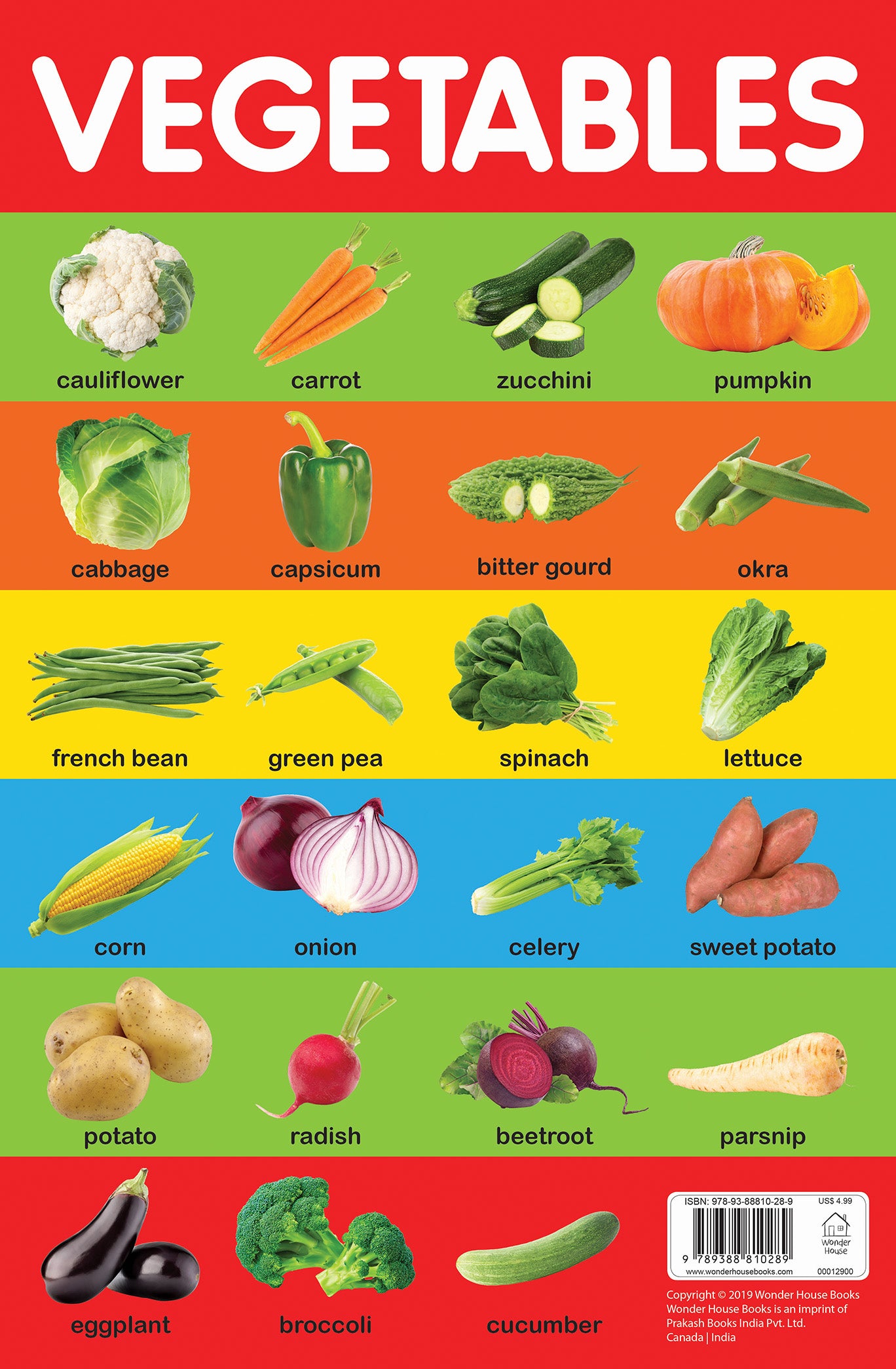 Vegetables - Early Learning Educational Posters : Perfect For Kindergarten, Nursery and Homeschooling (19 Inches X 29 Inches)