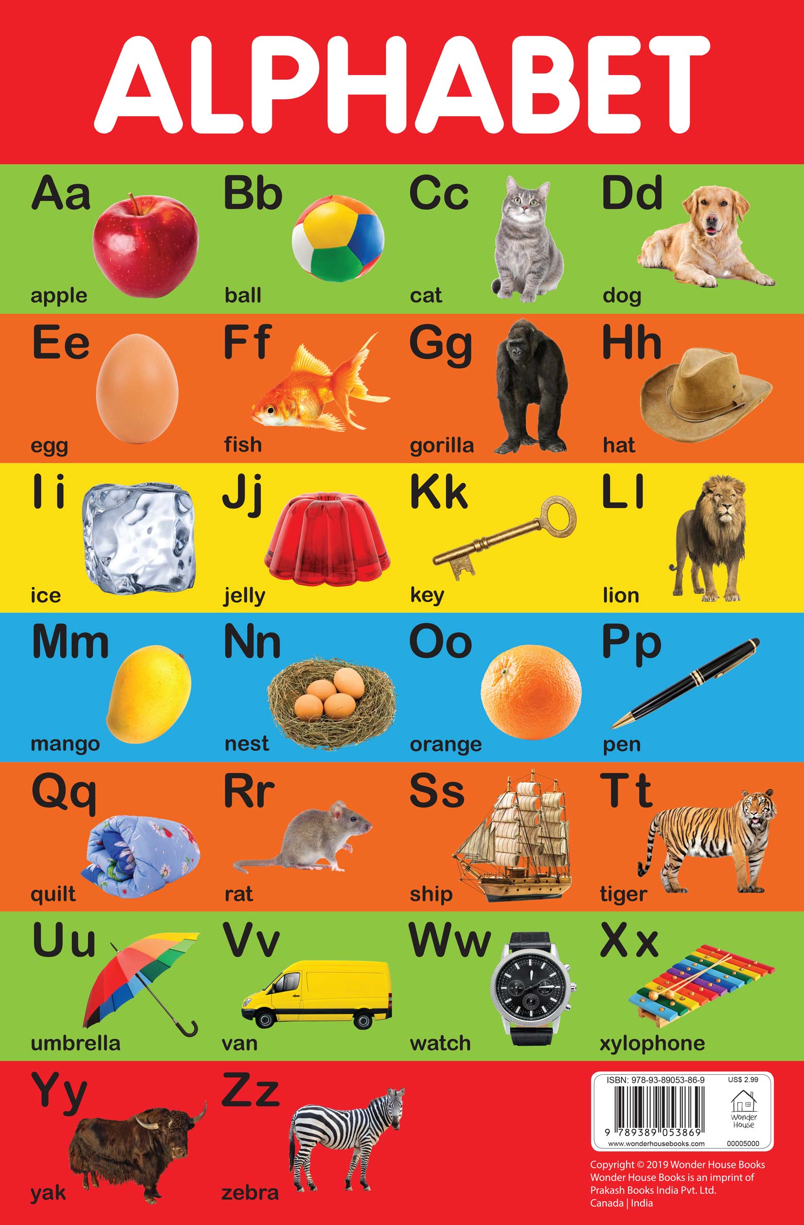 Alphabet Chart Early Learning Educational Chart For Kids Perfect For