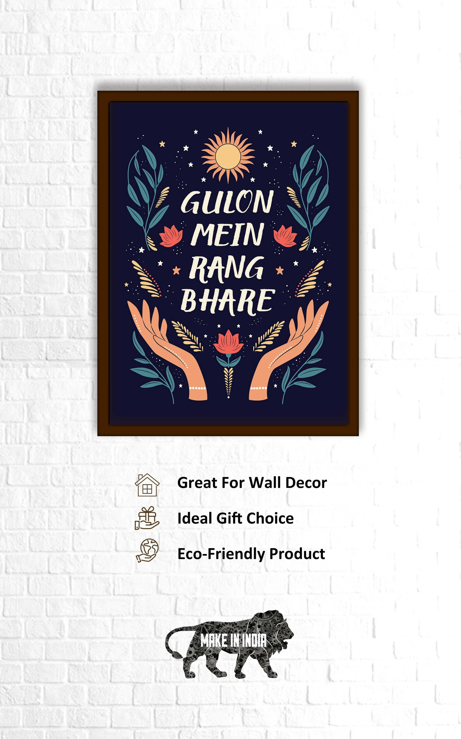 Quotes Wall Posters with Frame for Home and Office ; Gulon Mein Rang Bhare