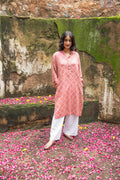 Urdu Jali Kurta (Peach)