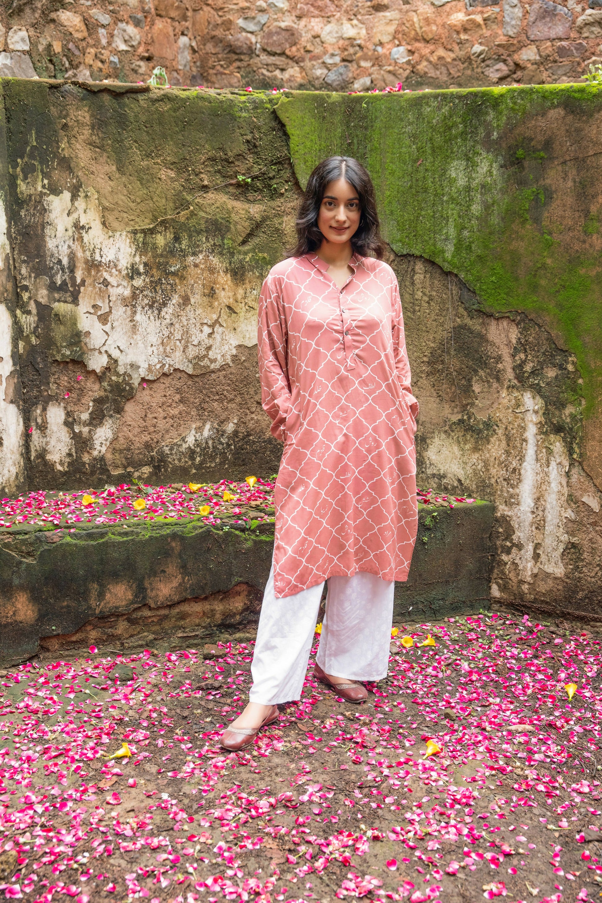 Urdu Jali Kurta (Peach)