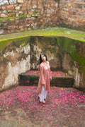 Urdu Jali Kurta (Peach)