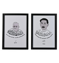 Premchand and Gulzar combo Art Print A4 Size (Framed)