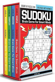 Sudoku - Brain Games For Smart Minds Box Set Of 4 Books : Brain Booster Puzzles for Kids, 480 + Fun Games. Combo of Easy, Hard, Killer, Complex Levels.