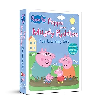 Peppa Pig - Peppa Loves Muddy Puddles : Fun Learning Set (With Wipe And Clean Mats, Coloring Sheets, Stickers, Appreciation Certificate And Pen)