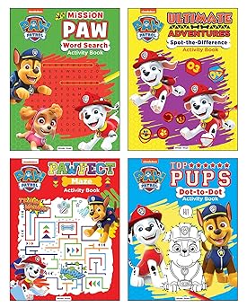 Paw Pups Super Activity Boxset (Set of 4 Books): Dot-to-Dot, Spot the Difference, Word Search & Maze