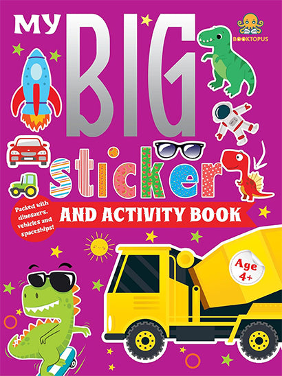 Booktopus Big Sticker and Activity Book 1 – Dinosaurs, Space and Vehicles – Learning Activity Books for Kids 4+ Years – Early Learning Bo