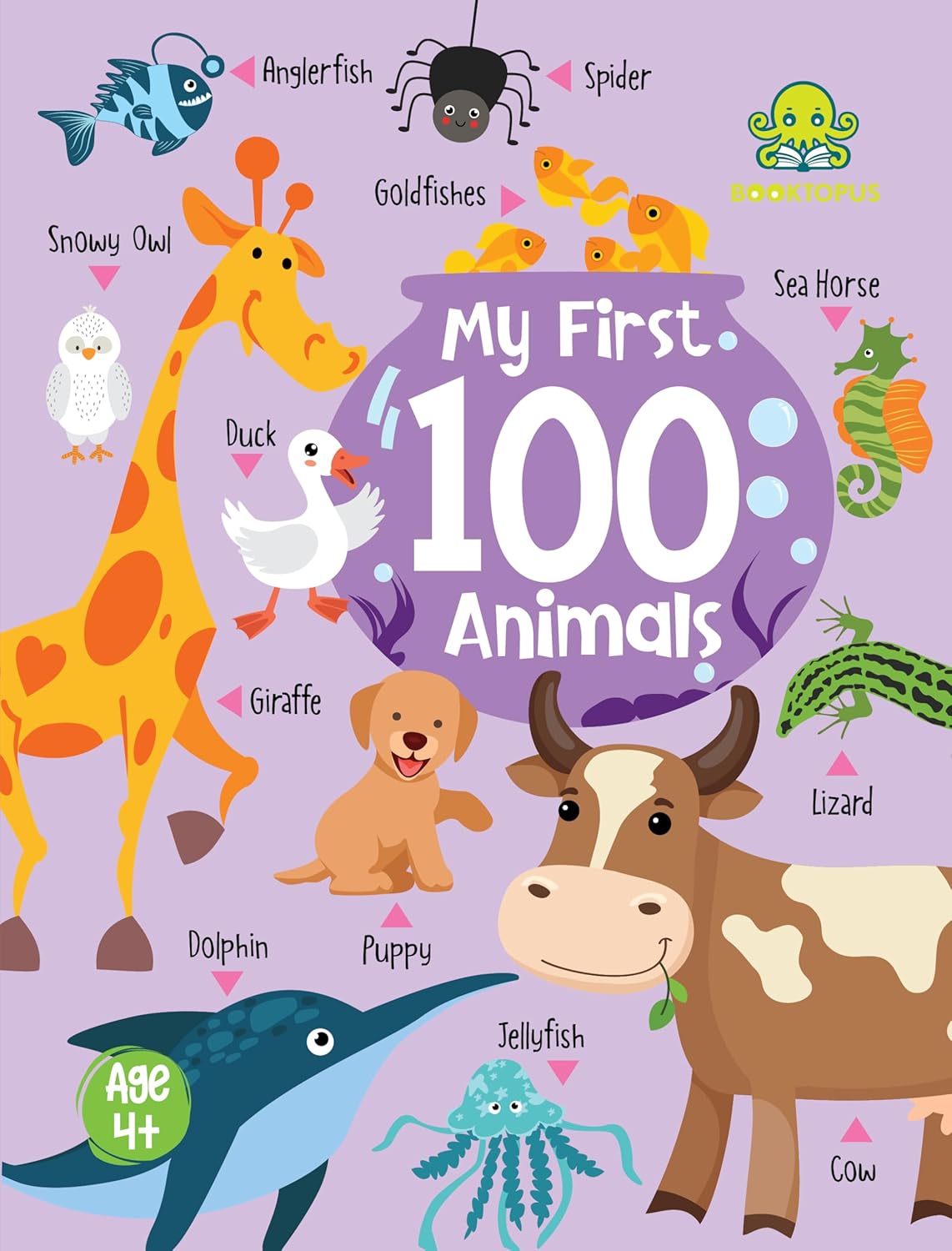 Booktopus Mini Board Book – My First 100 Animals – Early Learning Books for Kids – Picture Books for Baby 4+ Years