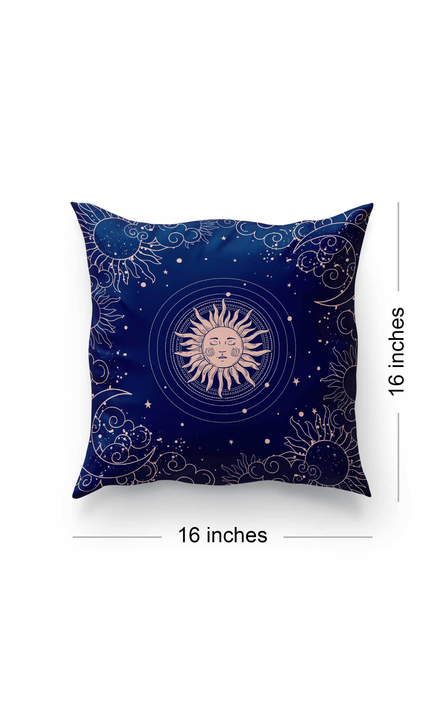 "Aaftab" Artistic Design Cushion Cover on Velvet Holland - 16"X16" (Artistic Design)