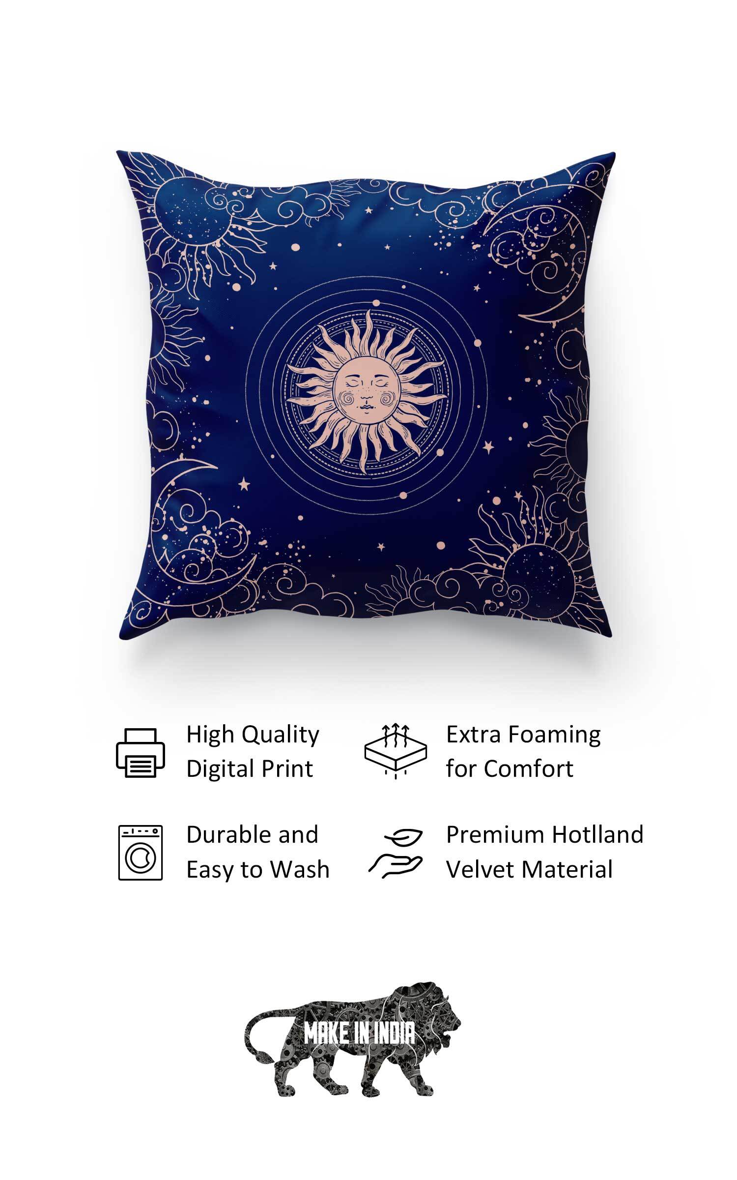 "Aaftab" Artistic Design Cushion Cover on Velvet Holland - 16"X16" (Artistic Design)