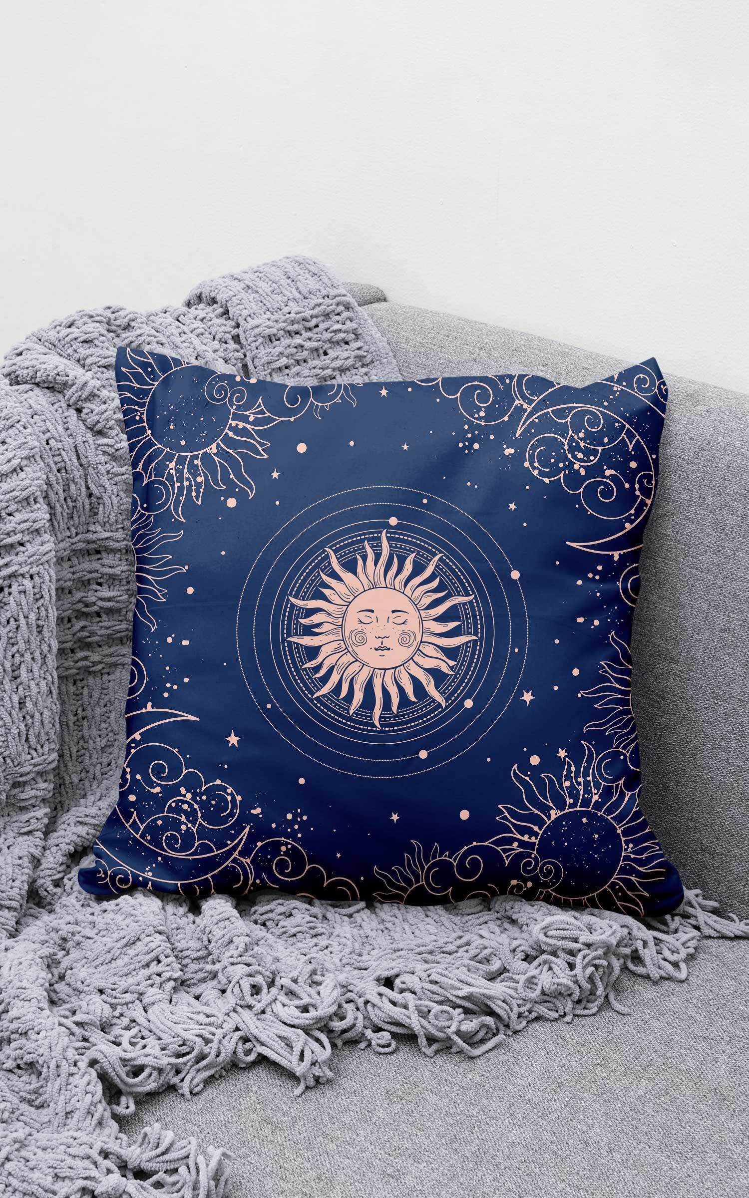 "Aaftab" Artistic Design Cushion Cover on Velvet Holland - 16"X16" (Artistic Design)