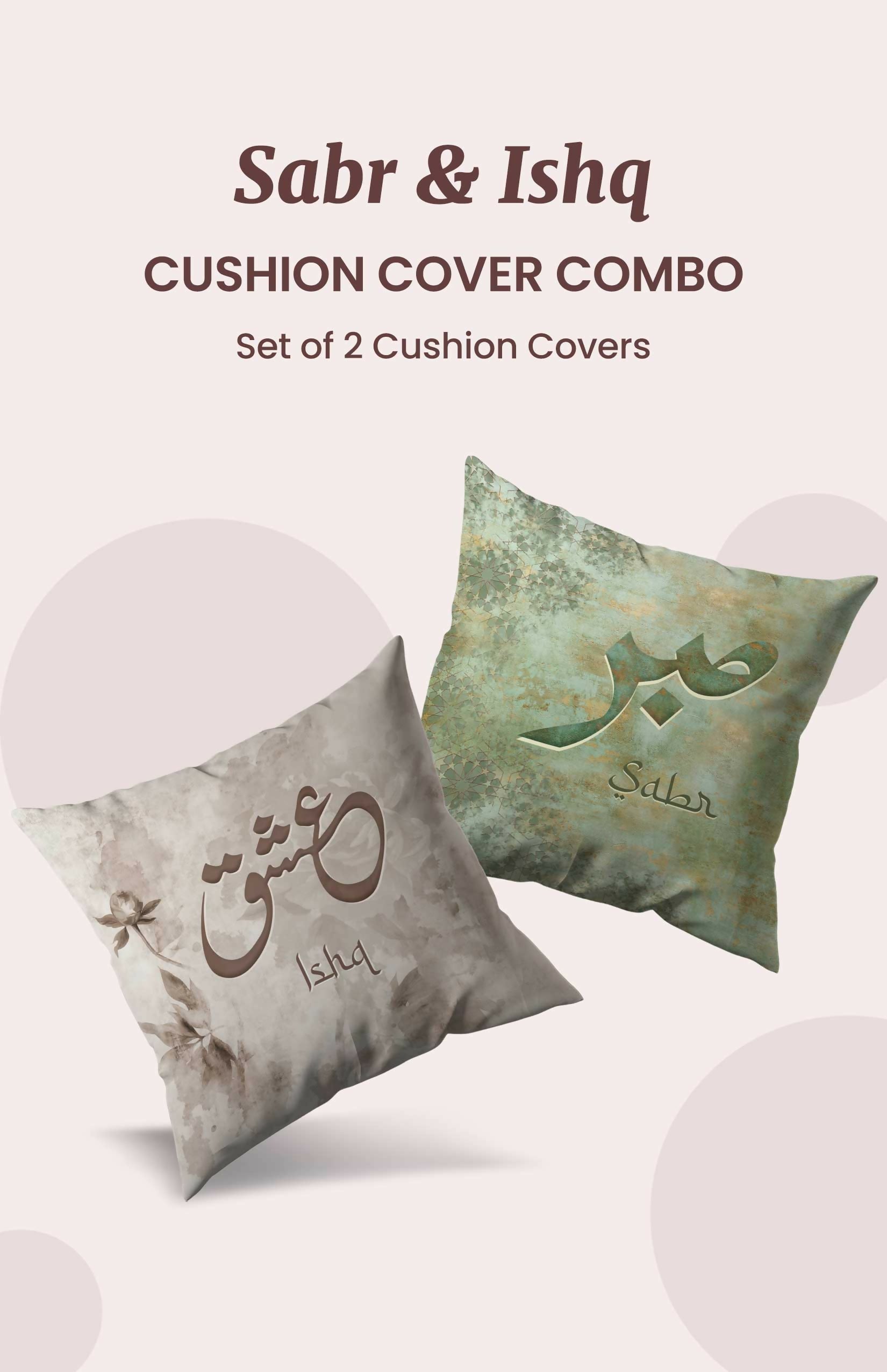 Ishq- Sabr- Rubaru Cushion Cover Combo Set of 2