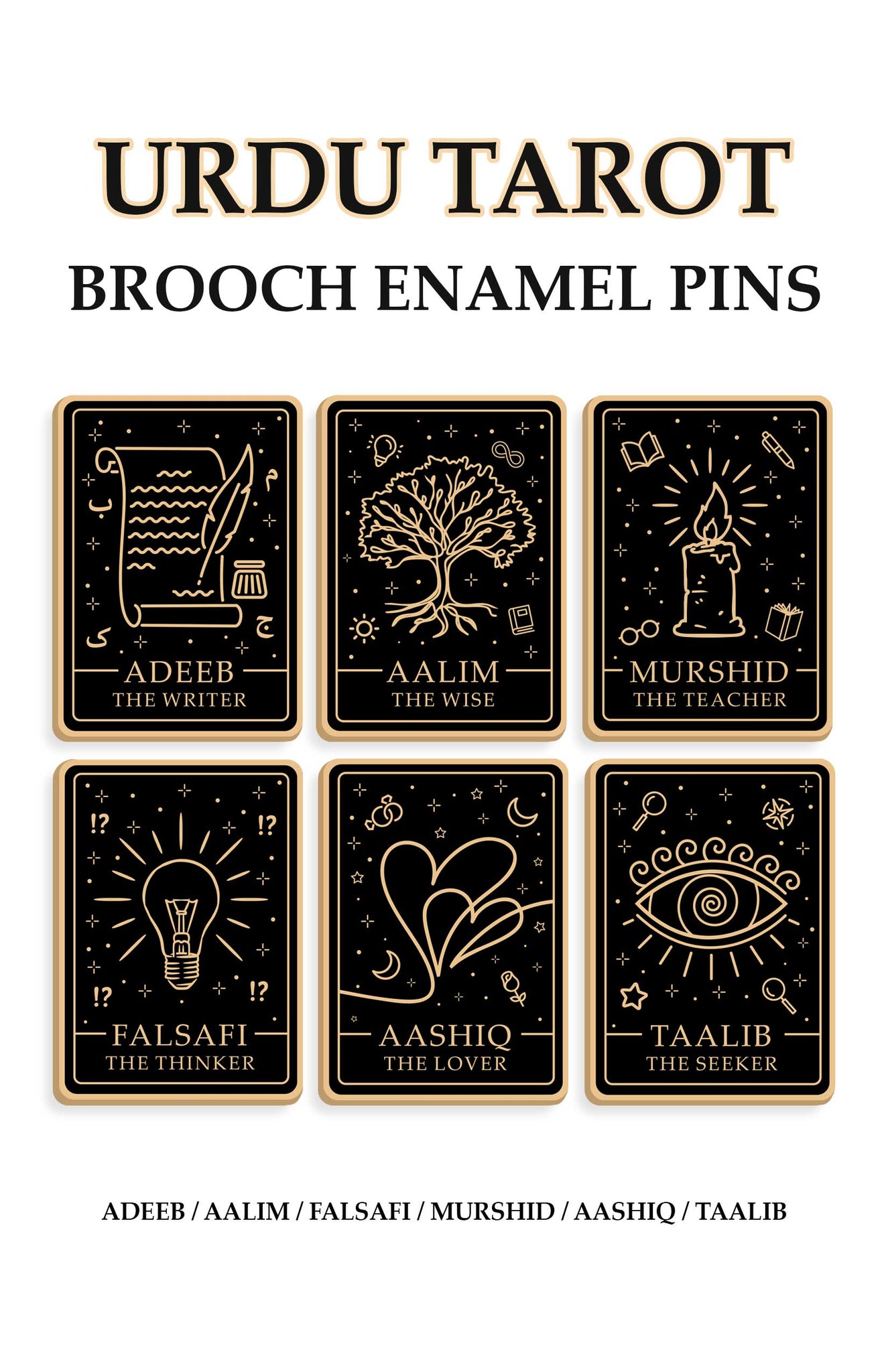 Urdu Tarot Brooch Enamel Pins