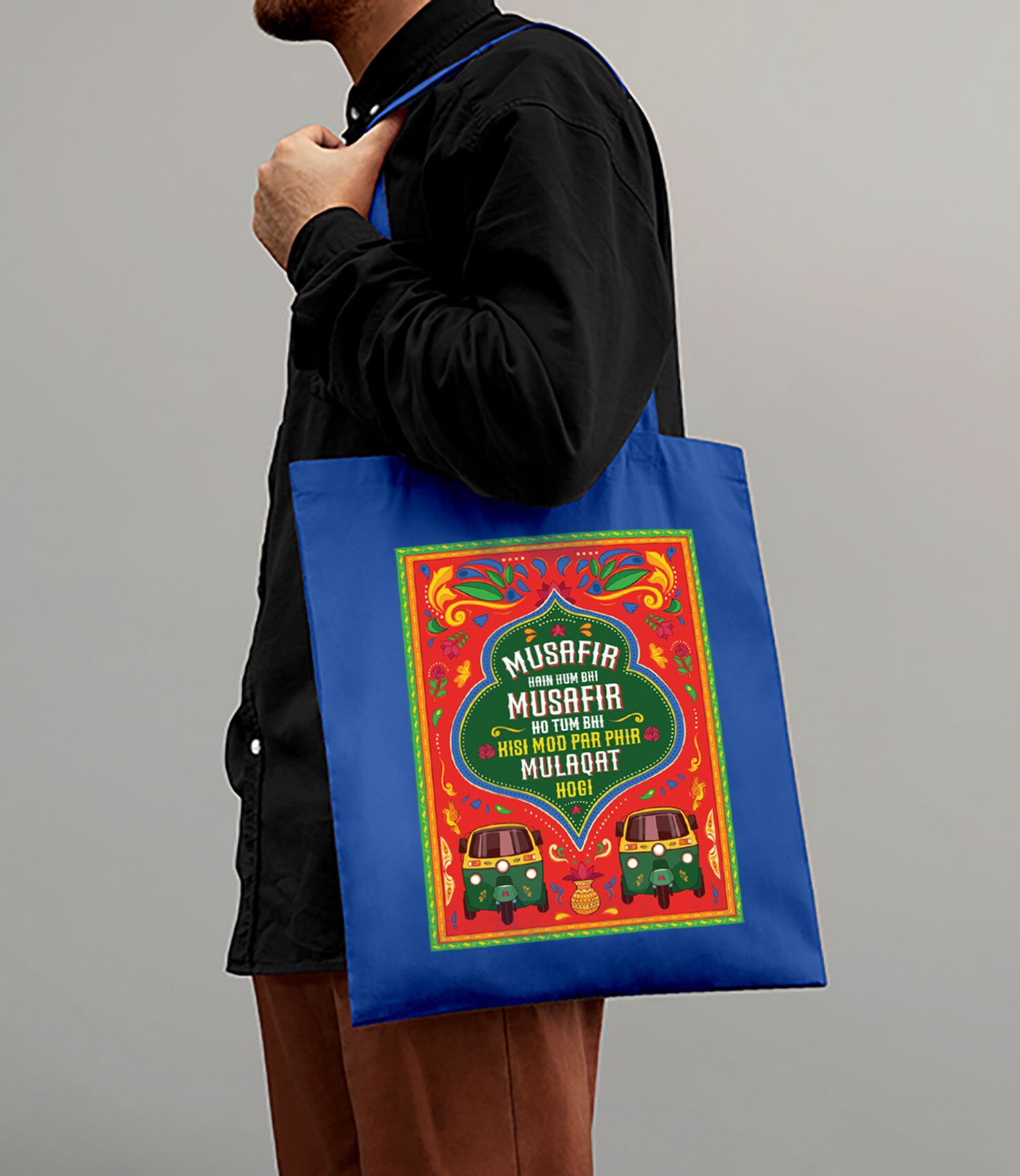 Rekhta Musafir Hai Hum Bhi Tote Bag | 100% Cotton Canvas Bags for Men & Women