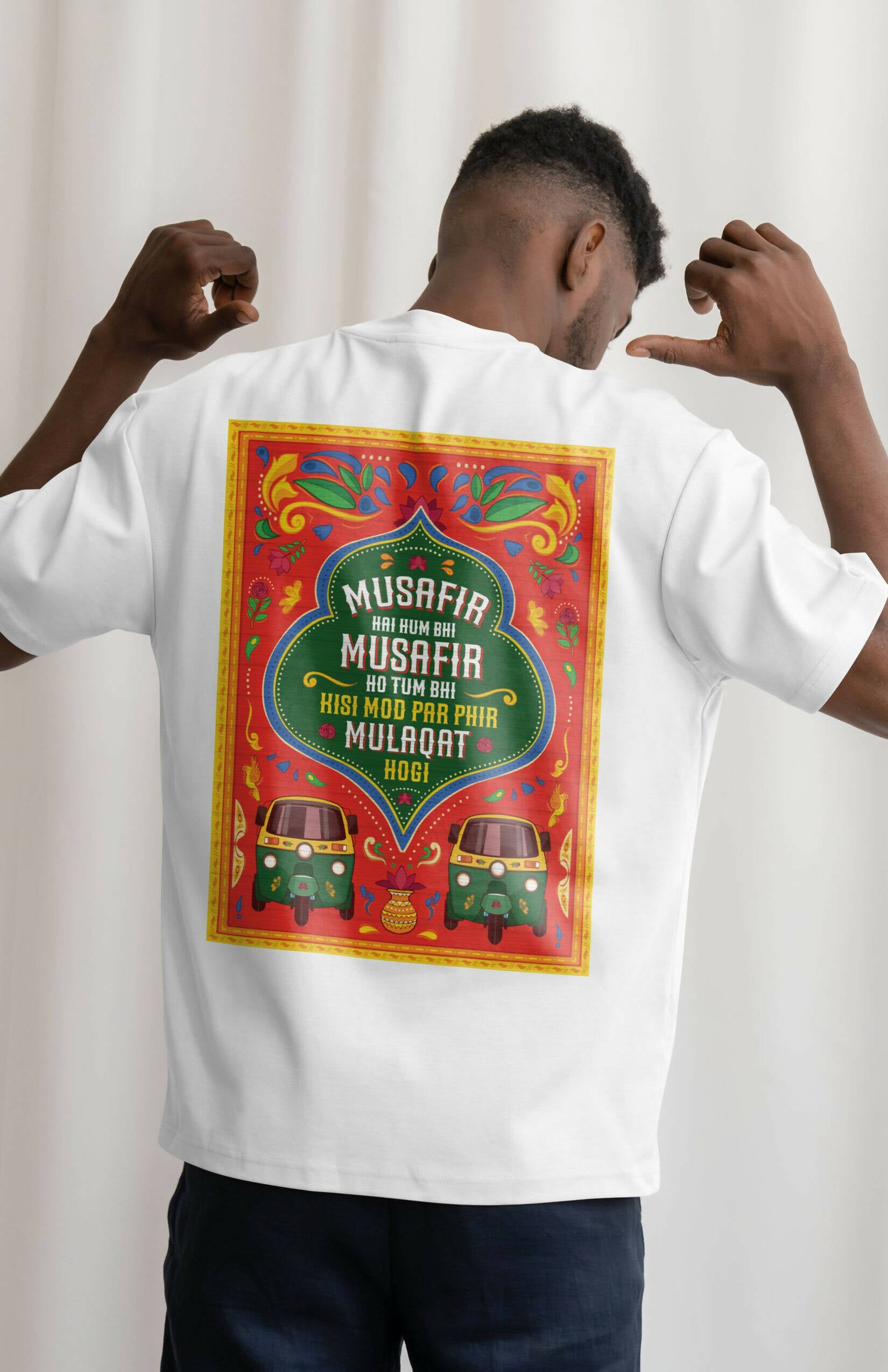 Musafir Hai Hum Bhi 100% Cotton Unisex T-Shirt – Urdu Truck Art Shayari T-shirt