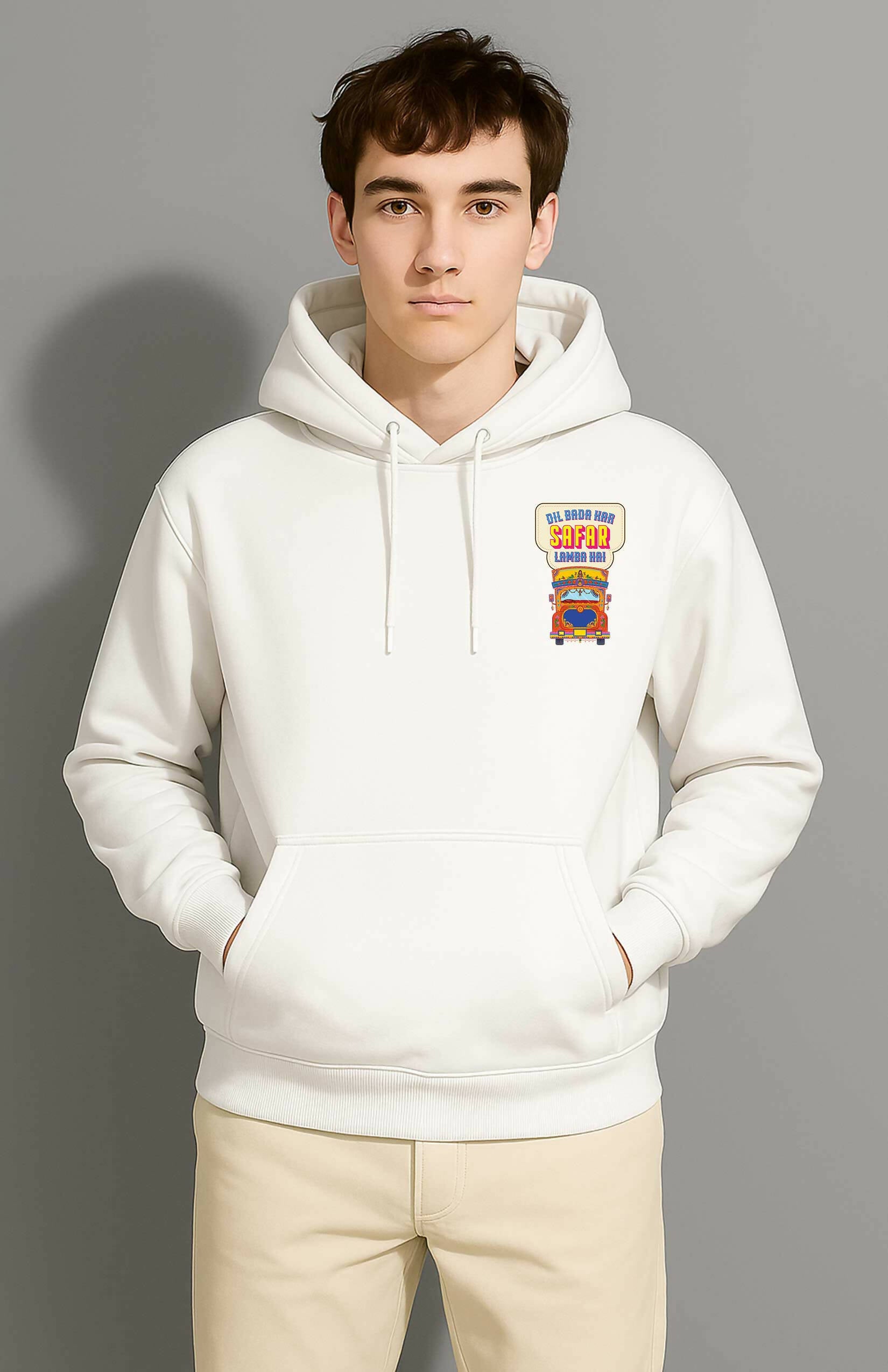 Safar Lamba Hai 100% Cotton Unisex Hoodie – Urdu Truck Art Shayari Hoodie