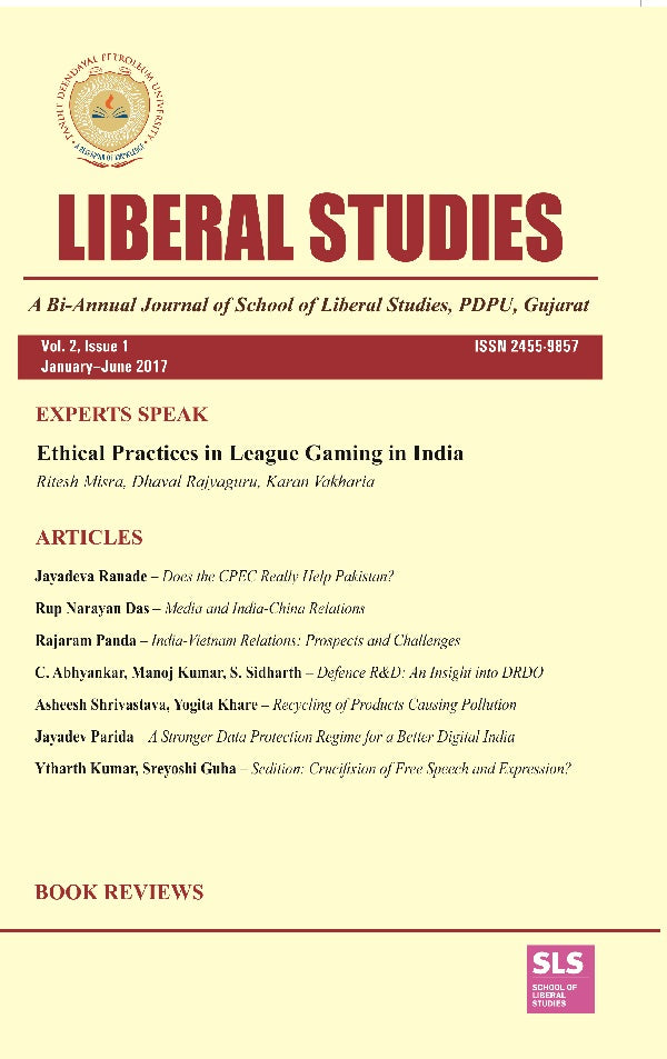 Liberal Studies : a Bi-Annual Journal of School of Liberal Studies, Pdpu, Gujarat (Vol. 2, Issue 1) January- June 2017