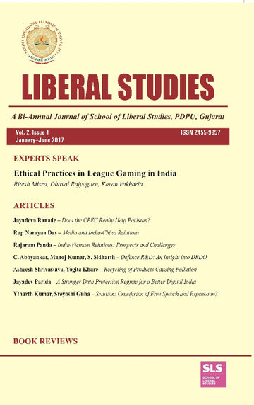 Liberal Studies : a Bi-Annual Journal of School of Liberal Studies, Pdpu, Gujarat (Vol. 2, Issue 1) January- June 2017