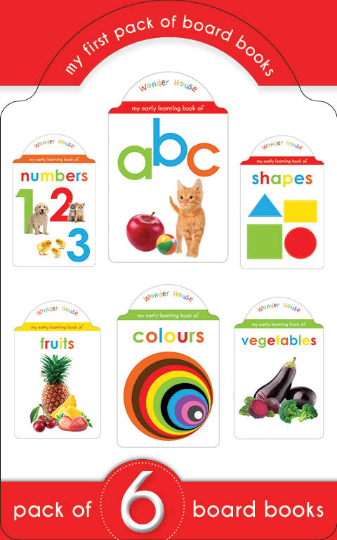 My First Boxset of Board Books: ABC, Numbers, Shapes, Colours, Fruits and Vegetables (Pack of 6 Early Learning Board Books For Kids)