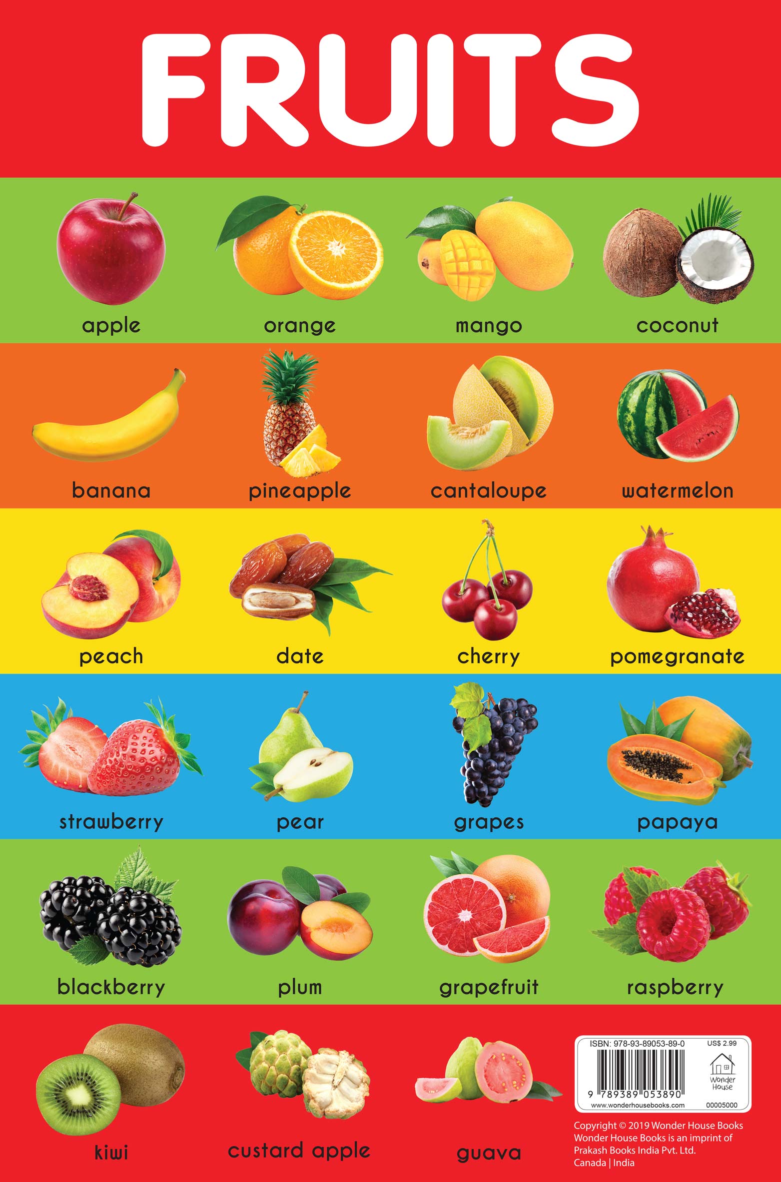Fruits Chart - Early Learning Educational Chart For Kids: Perfect For Homeschooling, Kindergarten and Nursery Students (11.5 Inches X 17.5 Inches)