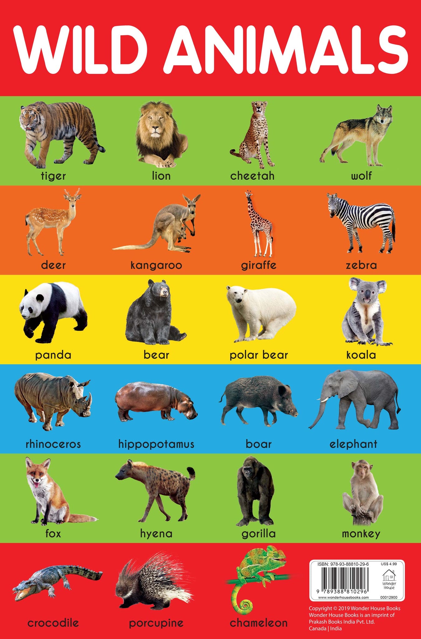 Wild Animals Chart - Early Learning Educational Chart For Kids: Perfect For Homeschooling, Kindergarten and Nursery Students (11.5 Inches X 17.5 Inches)