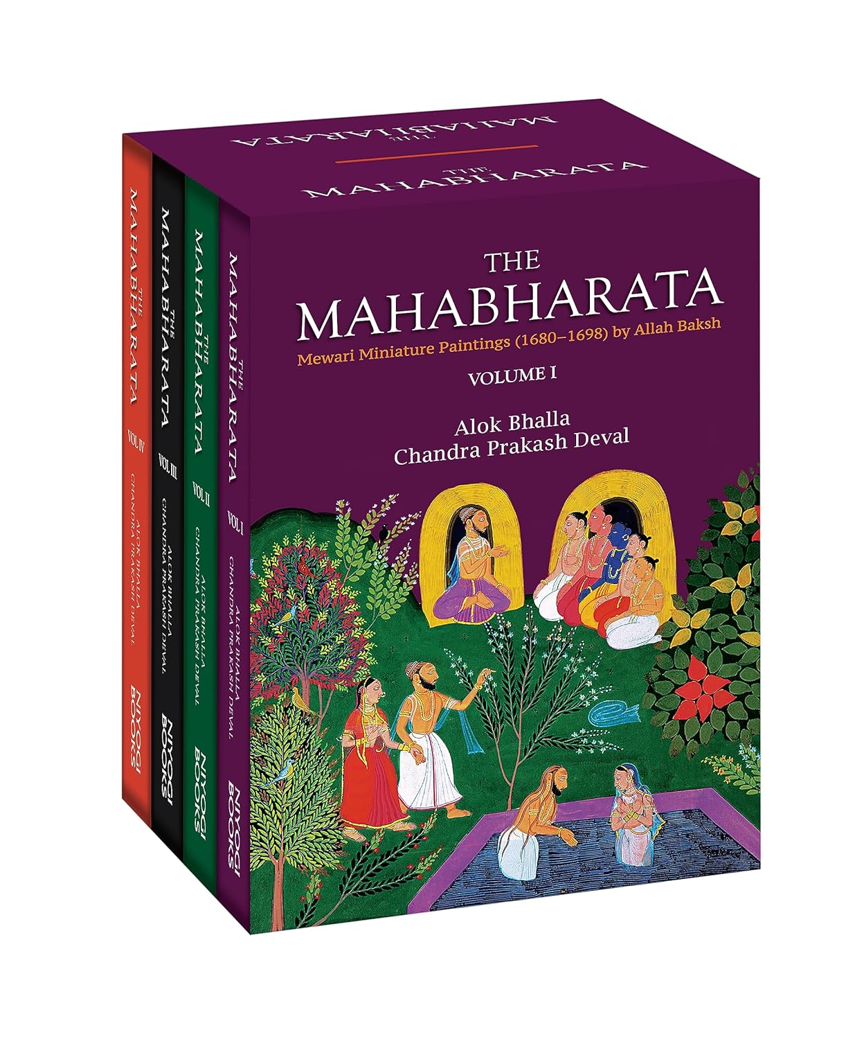The Mahabharata: Mewari Miniature Paintings (1680-1698) By Allah Baksh (Volume I - IV) (H.B)